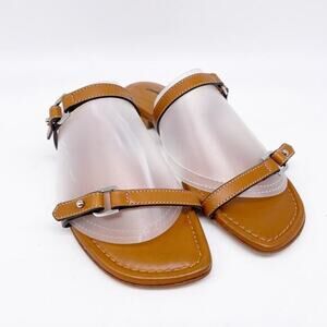 Lafayette 148 Womens Brown Leather Marlon Slide Two Strap Sandals EU 37.5 US 7.5